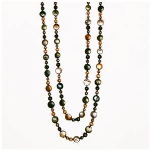 Multicolor freshwater pearl ropes by Patty Tobin
