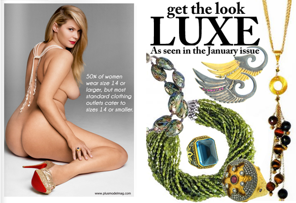 PLUS Model Magazine features Patty Tobin jewelry