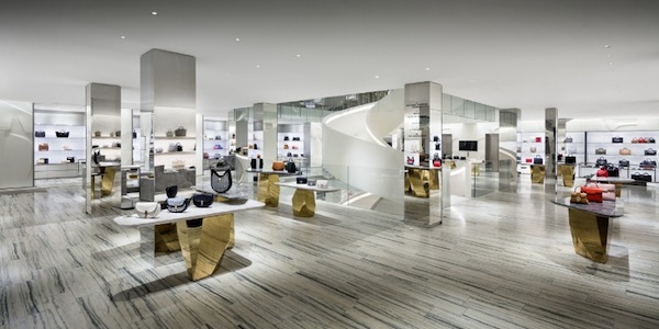 Inside the new modern downtown Barneys. This is what high-end specialty luxury retail looks like. (Photo by Scott Frances) 