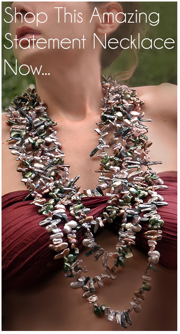 Freshwater Biwa Pearl Mega Statement Bib Necklace. Available now. Click Image to Shop.